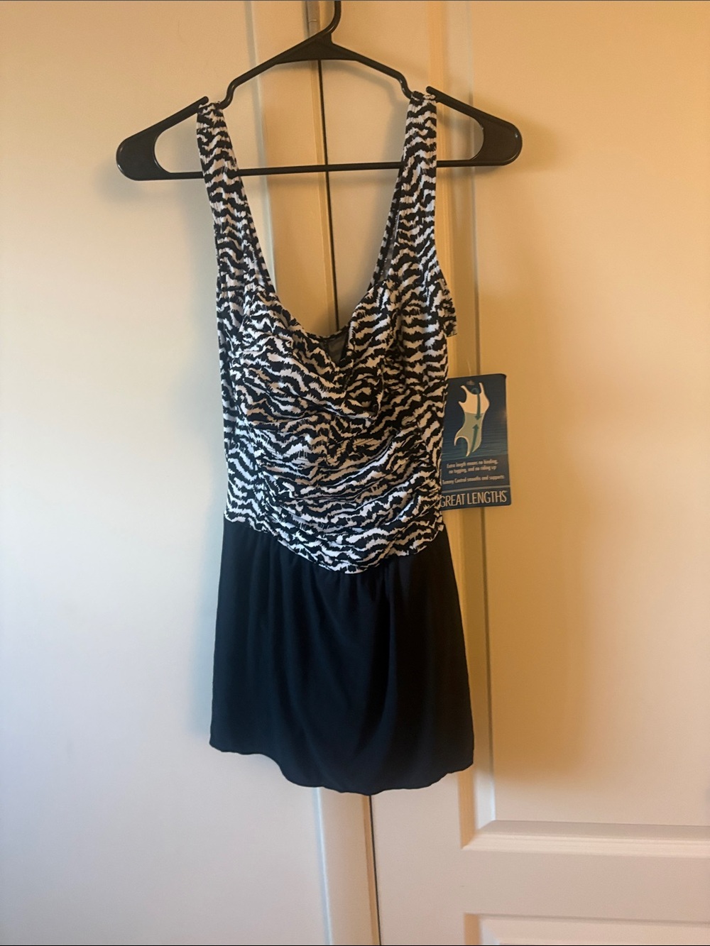 Great Lengths Black & White Zebra Print Swimdress